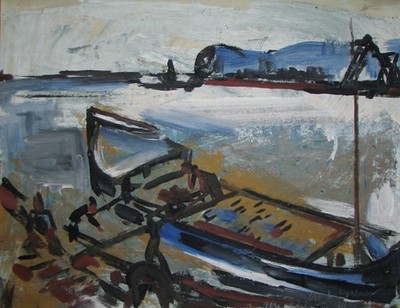 Eduard Bargheer (1901-1979) zugeschrieben -Am Ufer -Aquarell/Mischtechnik -1940