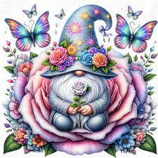 Diamond Painting Kits for Adults Flower Gnome, round Full Drill Diamond Art Kits