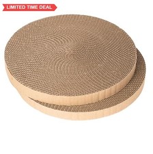 Round Cat Scratcher Refill 10 Inch Cardboard Scratching Pad Replacement 2 Pack