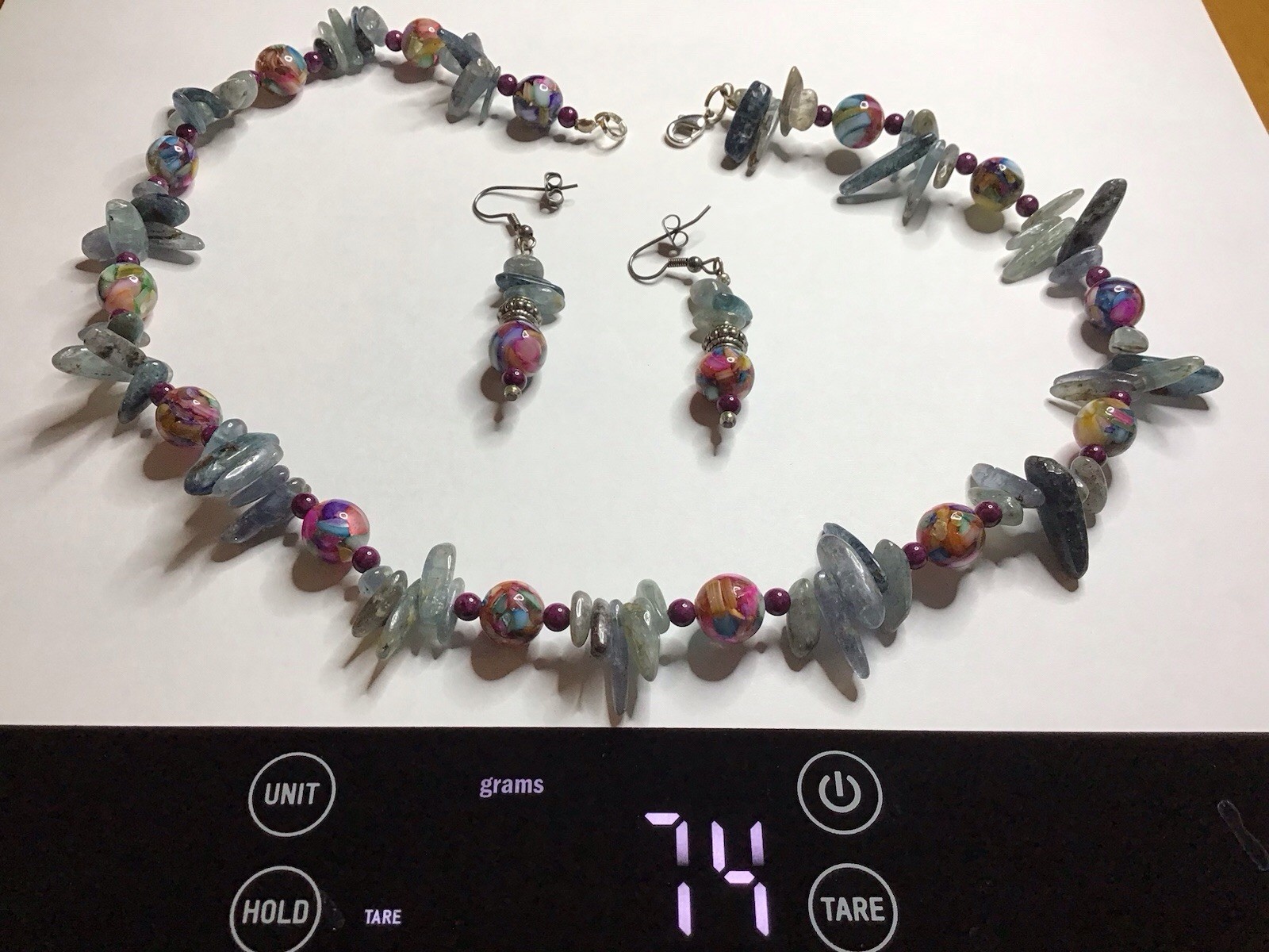 Artisan - Kyanite, Ruby & Rainbow Marble Necklace… - image 3