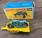 Matchbox Lesney #38 Honda Motorcycle & Trailer Original Box 60's