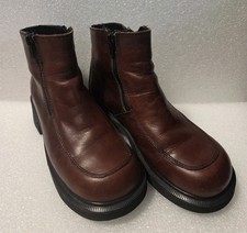 VTG Y2K Dr. Martens 8725 Brown Leather Ankle Boots Side Zip England UK 4 US 6