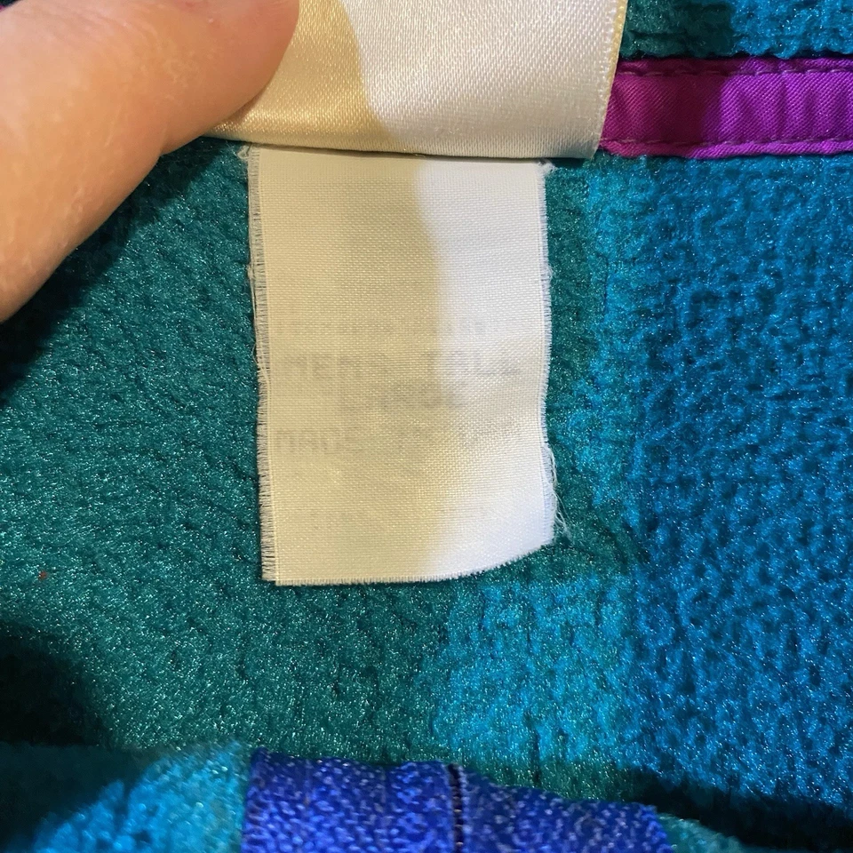 Vintage L.L. Chaqueta polar BEAN cremallera completa años 90 verde azulado púrpura Gorpcore alta grande EE. UU. Foto 3 de 4