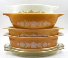 Vintage Pyrex Golden Butterfly Casserole Dish / Dishes Set Lot of 7