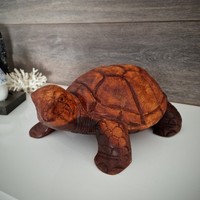 Budawi® Holzskulptur Tier SchildkröTe WasserschildkröTe Holzfigur 31 X 22Cm