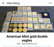 1849 - Liberty Head Double Eagle Replica 24k Gold Layered American Mint 1 Coin