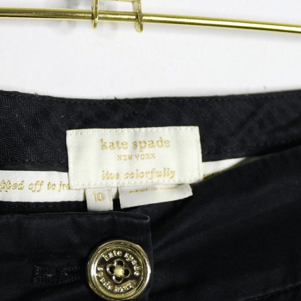 Pantaloni eleganti chino Kate Spade neri vita media 10