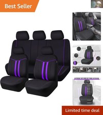 Vibrant Black-purple Breathable Car Seat Covers Set - 9 Pieces Universal Style Vibrant Black-purple Breathable Car Seat Covers Set - 9 Pieces Universal Style