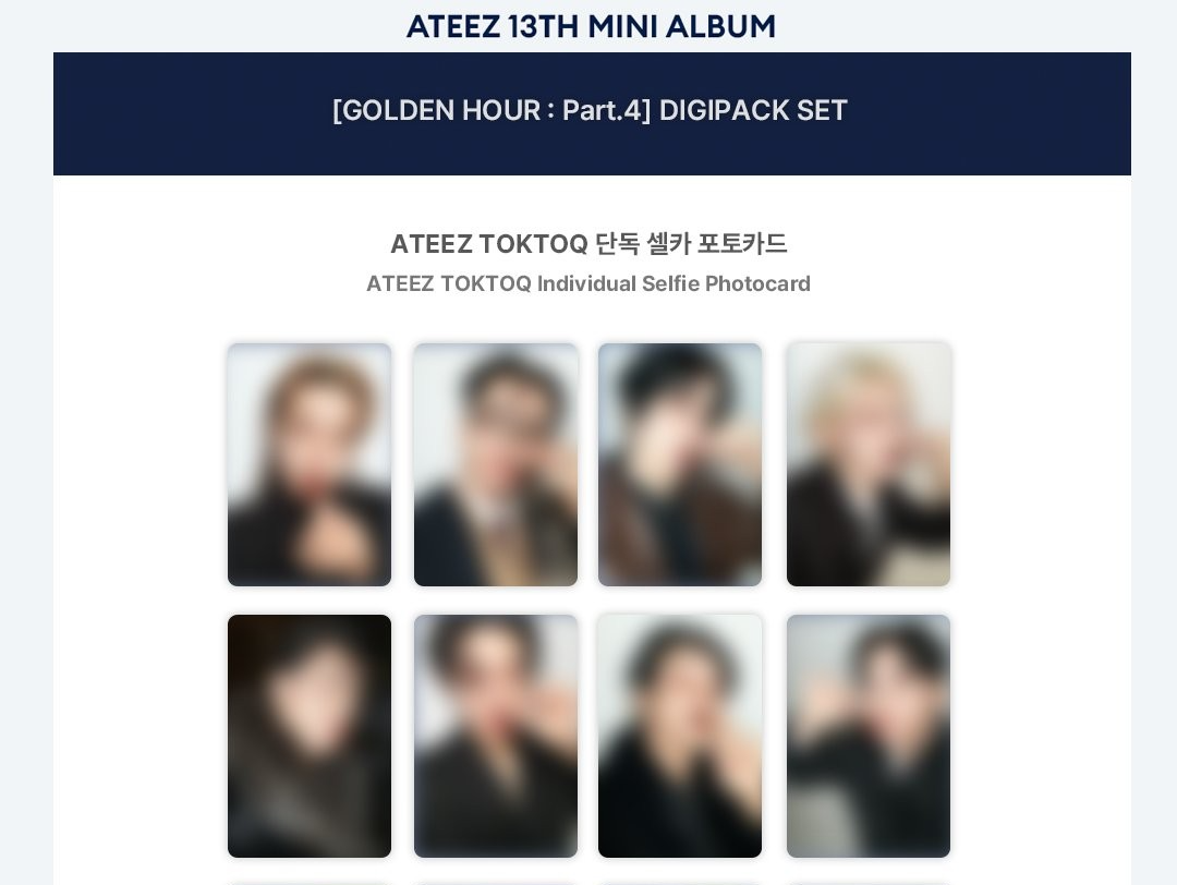 ATEEZ GOLDEN HOUR PART 4 TOKTOQ SHOP POB PRE-ORDER PHOTOCARD ONLY