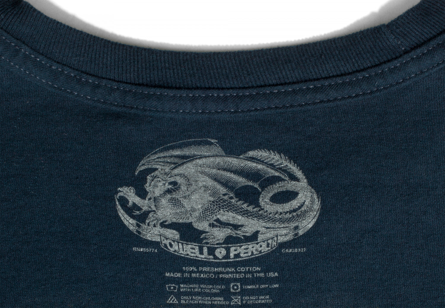 Powell Peralta BONES SKATEBOARDING SKELETON Skateboard T Shirt NAVY