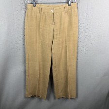 Vintage Linen Pants Womens 6 Brown Straight Leg Lagenlook Minimalist Beachy