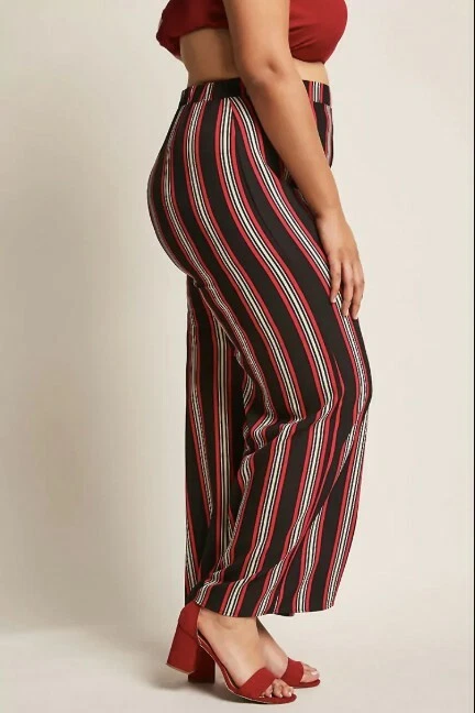 Womens Plus Size Olive Stripe Wide Leg Palazzo Pants 2XL - Đức An Phát