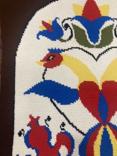 PA niederländisch afghanisch Handarbeit Vintage Überwurf 1981 Hex Schild Vogel Herz Wandbehang 59x45 - Bild 7 von 21