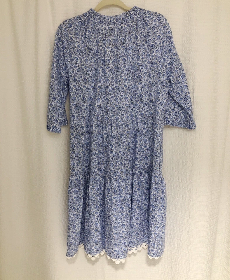 Vestido Sara Campbell Chantel Algodón Orgánico Azul Francés Floral Talla M Verano 2024 Foto 3 de 4