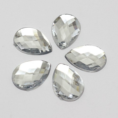 100 Clear Flatback Acrylic Rhinestone TearDrop Gem Beads 13X18mm No Hole - Bild 4 von 10