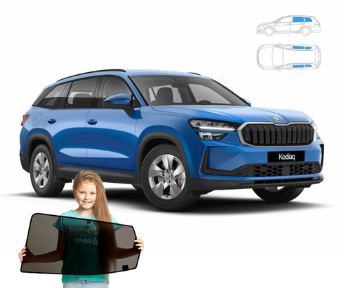 Pare soleil pour Skoda Kodiaq 2 II SUV à partir de 2024 - 4 pièces sur aimants RayStop - Photo 1/8