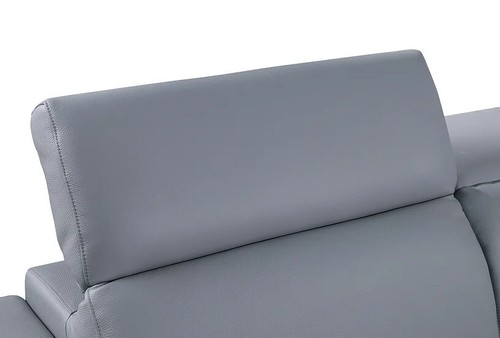 GENUINE Italian Leather Light Blue 122" Sectional Gray Contemporary Living Room - Picture 8 of 9