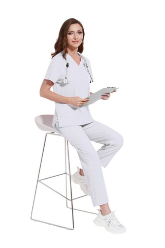 New Nurse Uniform Women Men Scrub Set V-Neck Top Straight Cargo Pants Summer - Picture 74 of 114