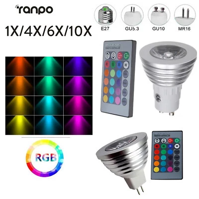 LED Strahler mit Fernbedienung Downlight Beleuchtung Gu5 3 GU10 MR16 220 V RGB 3 - Bild 1 von 4