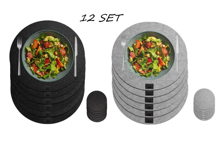 12-Teiliges Set aus Filz Tischuntersetzer Platzset Tischunterlagen Platzdeckchen - Bild 2 von 4