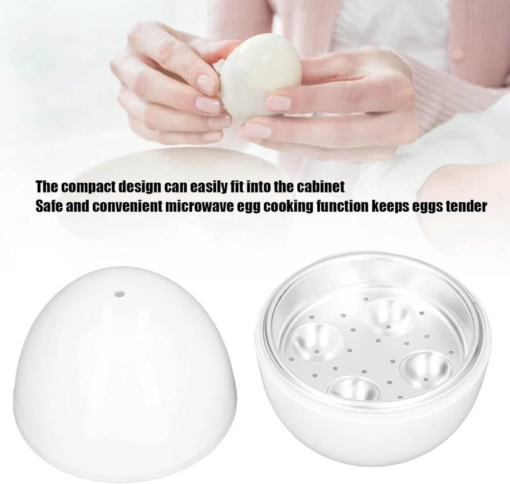 Egg Cooker with 4 Capacity Microwave Maker, White Egg Cooker with 4 Capacity Microwave Maker, White