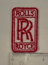 Vintage Sew On Embroidered Patch Badge RR Rolls Royce Red On White