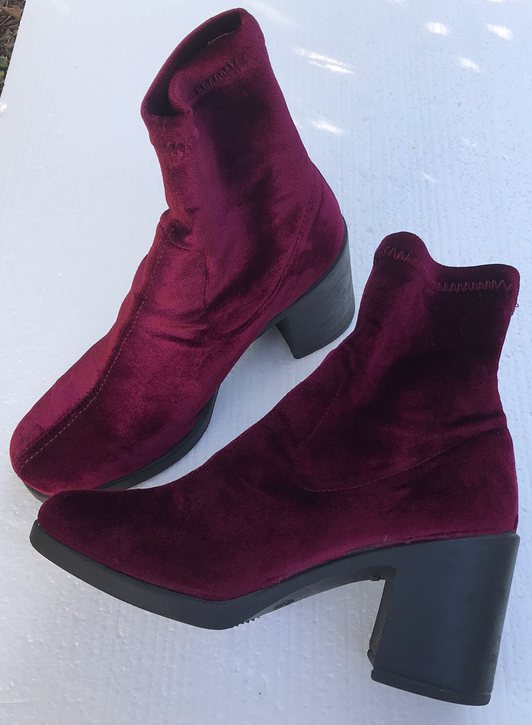 Women's Top Shop Red Velvet Ankle Boots 
