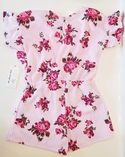 One Step Up Girls Medium 5-6 Pink Short Sleeve Shorts One Piece Jumpsuit - Picture 2 of 11