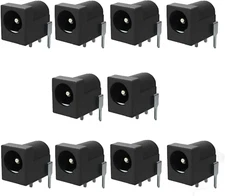 10 Pack 2.1mm DC Power Jack Female PCB Mount Breadboard Friendly Connector