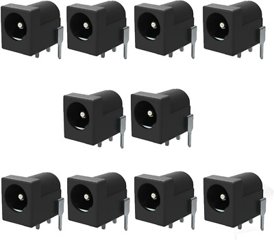 10 Pack 2.1mm DC Power Jack Female PCB Mount Breadboard Friendly Connector