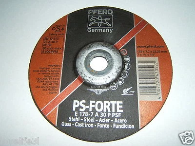 PFERD PS-FORTE 7" STEEL CAST ANGLE GRINDER WHEEL DISC DISK 1/4 7/8 178 6 22.23mm
