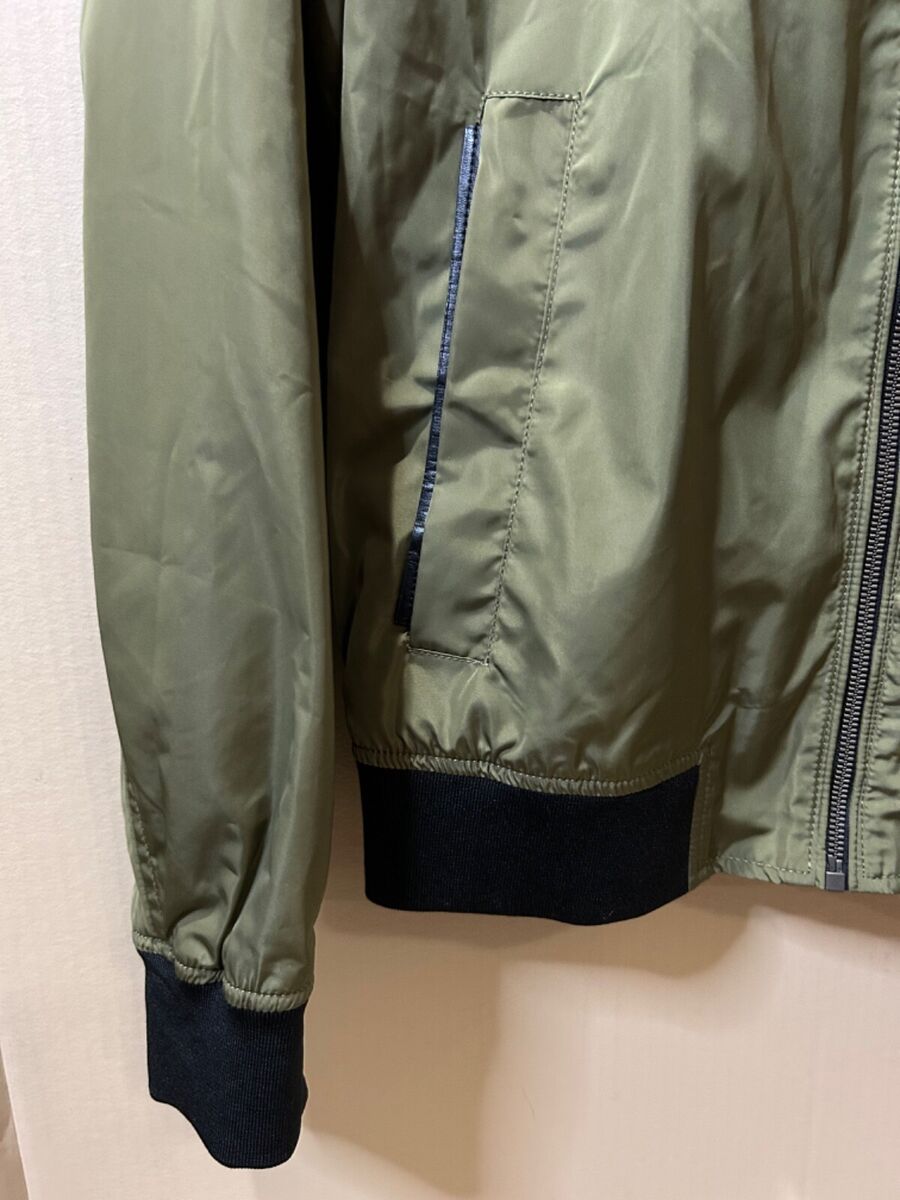 Zara Mens Bomber Jacket Olive Green Nylon Full Zip Size Zara Mens Bomber Jacket Olive Green Nylon Full Zip Size
