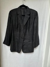 Stunning Gabriele Strehle Jet Black Fine Slub Silk Unlined Ladies Jacket.12/14