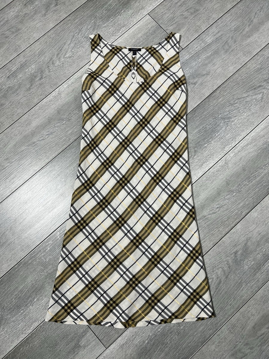 Burberry London Check Dress ViscoseLinen Blend Size US 6 D
