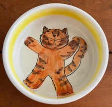 Hand Painted Kitty Cat Food Bowl Dish Made in Italy