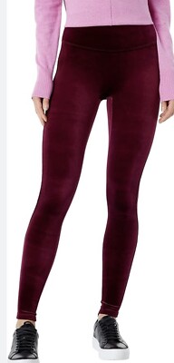 Spanx Leggings Size XS Velvet Rich Burgundy Mid Rise Full Length Stretch 