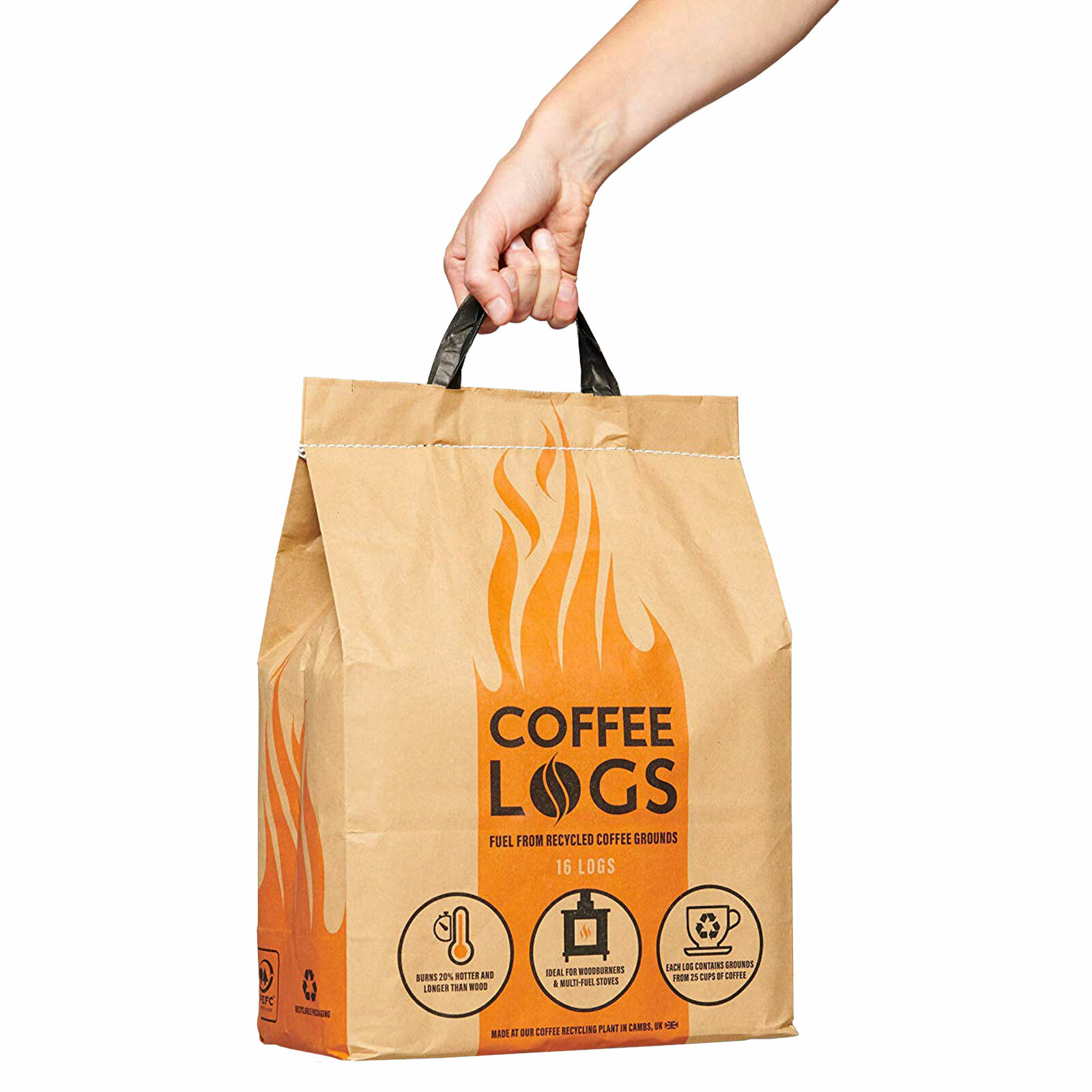 Bio-Bean Coffee Logs Extra Hot Fire Recycled Carbon Neutral Fuel - 16 Log  Pack 5060599680002 | eBay