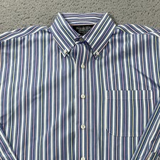Brooks Brothers Shirt Men’s Large Blue Egyptian Country Club Stripe USA Made