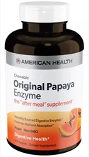 AMERICAN HEALTH Chewable Original Papaya Enzyme 600 Chewable Tablets Exp 8/26