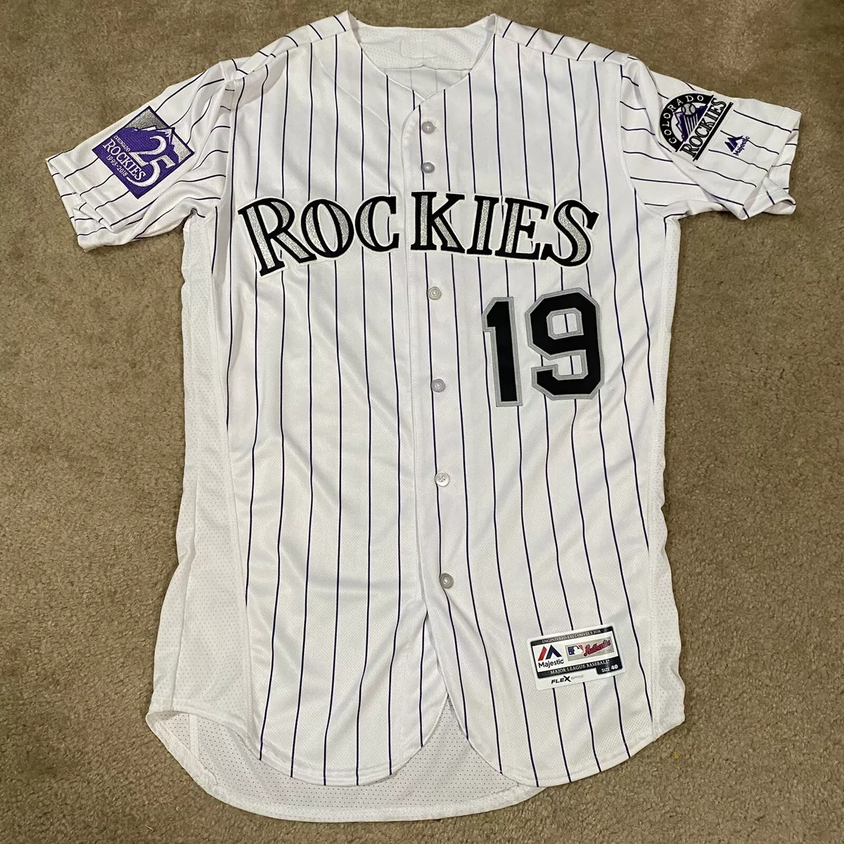 Majestic Authentic Charlie Blackmon Colorado Rockies MLB Jersey 25th 2018  Sz 40