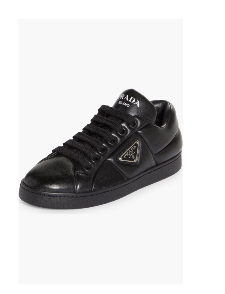 Prada Triangle Logo Puffy Women's Sneakers in Black SZ 37.5 Prada Triangle Logo Puffy Women's Sneakers in Black SZ 37.5