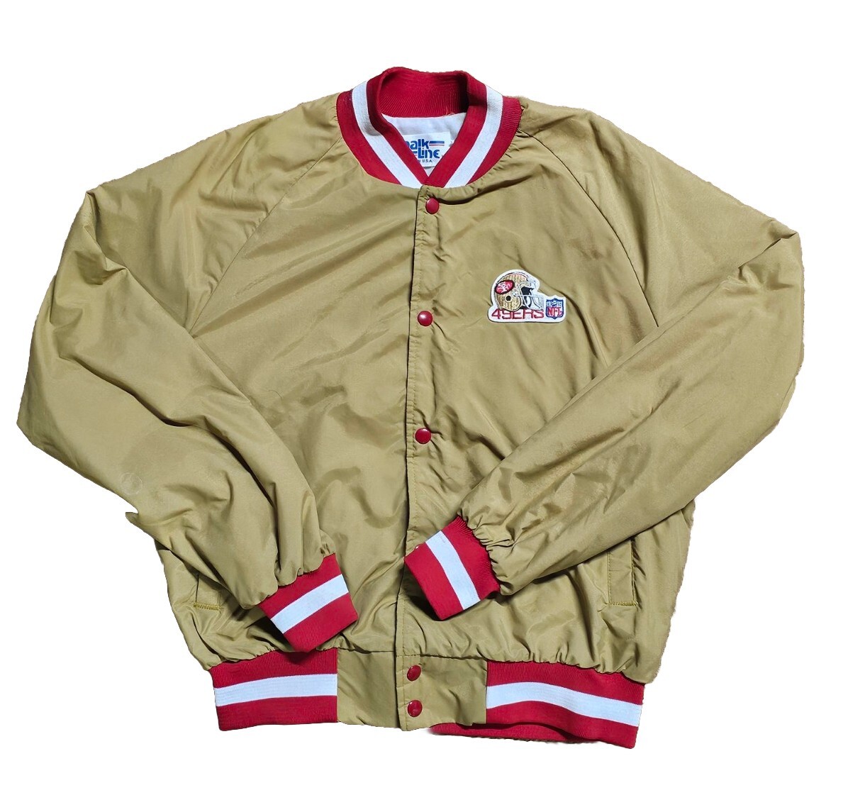 VINTAGE San Francisco 49ers Gold Chalk Line Satin Button Down