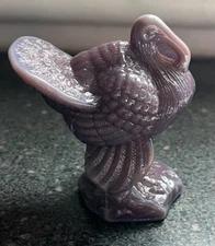 Mosser Glass -Eggplant Purple Turkey Solid Glass Figurine Thanksgiving 2.5" tall