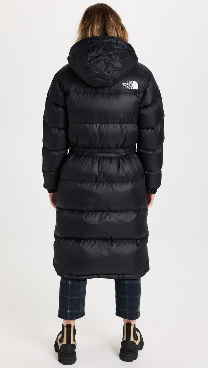 Size Run Big-The North Face Women's Nuptse Belted Long Parka 700 Fill Down  Coat