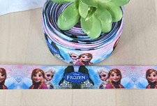 7/8" 1 YD Disney's Frozen Grosgrain Ribbon Anna Elsa Olaf Hair Bow Ribbon