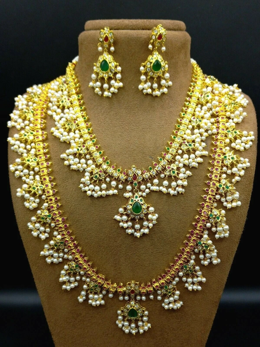 22k gold pearl necklace set deals