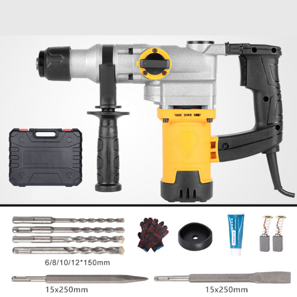 220V Hammer Drill Heavy Duty Corded Electric Impact Driver with Bit Set in Case
