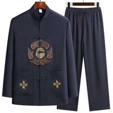 Men's Traditional Chinese Tang Suit Coat Casual Jacket Kung Fu Wingchun Uniform