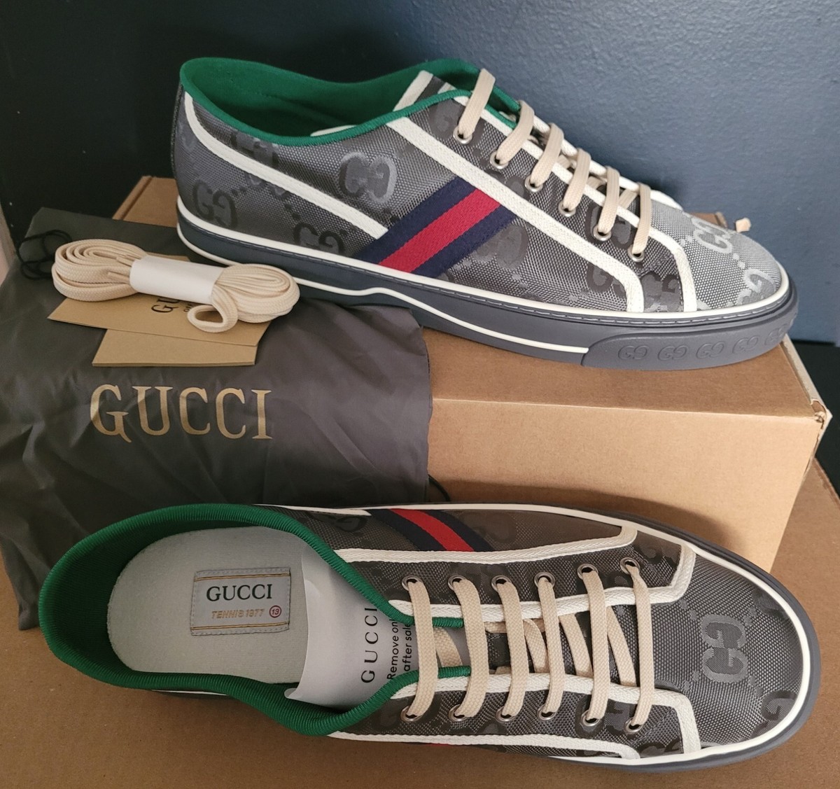GUCCI テニス 1977 オリーブグリーン NEW AUTHENTIC GUCCI TENNIS 1977 OFF THE GRID 