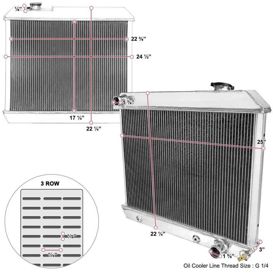 Cooling Radiator Fits 1963-1966 Pontiac Bonneville Catalina Grand Prix V8 3 Row Foto 4 de 4